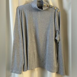 J Crew 2X Vintage rib turtleneck with gold buttons